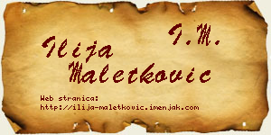 Ilija Maletković vizit kartica